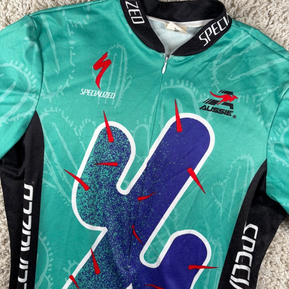 Vintage MTB Specialized Mens Cycling Jersey XL Green Cactus Cup Aussie Short 90s